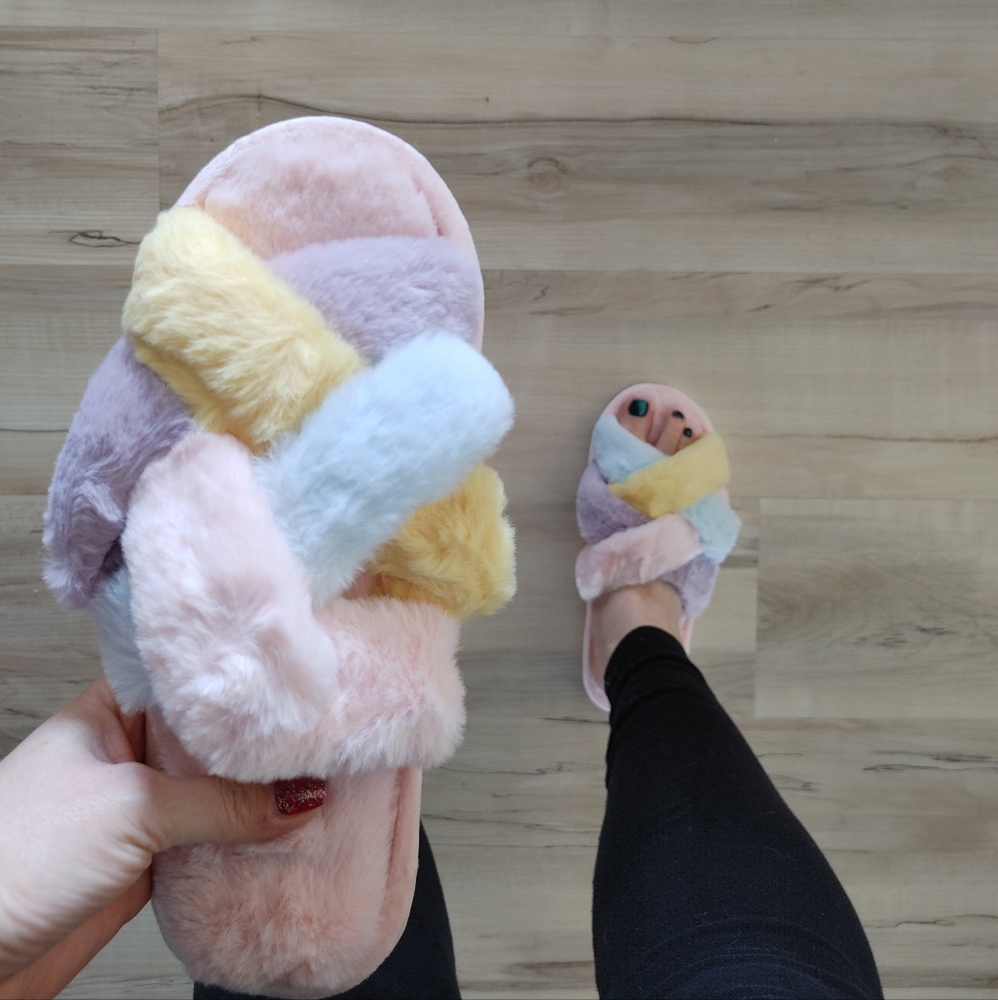 Colorful Fuzzy Slippers - Picture 3 of 3